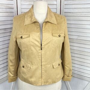 Even Picone Microfiber Utility Jacket Full Zip Tan 18 Plus Size